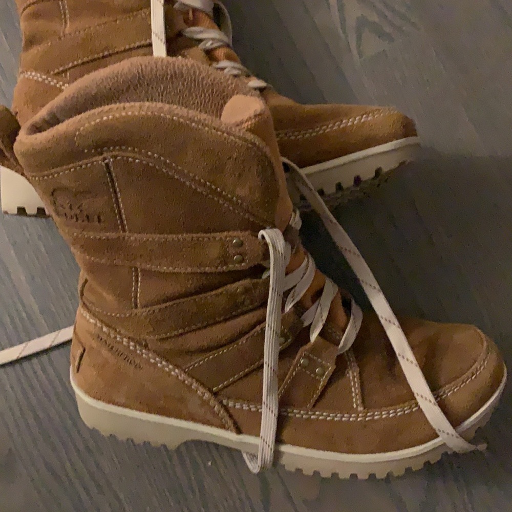 Camel waterproof suede winter boots